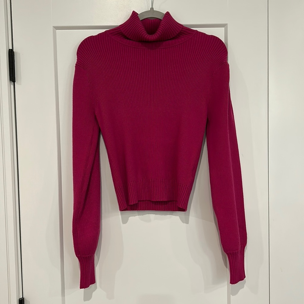 Farm Rio Pink Ribbed Turtleneck Sweater